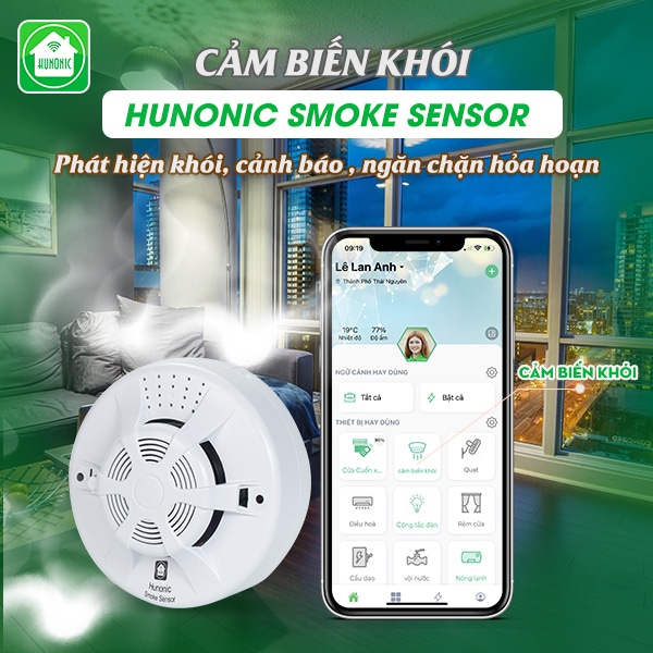 Bộ Cảm Biến Khói Thông Minh Hunonic Smoke Sensor 8 tieu de 2