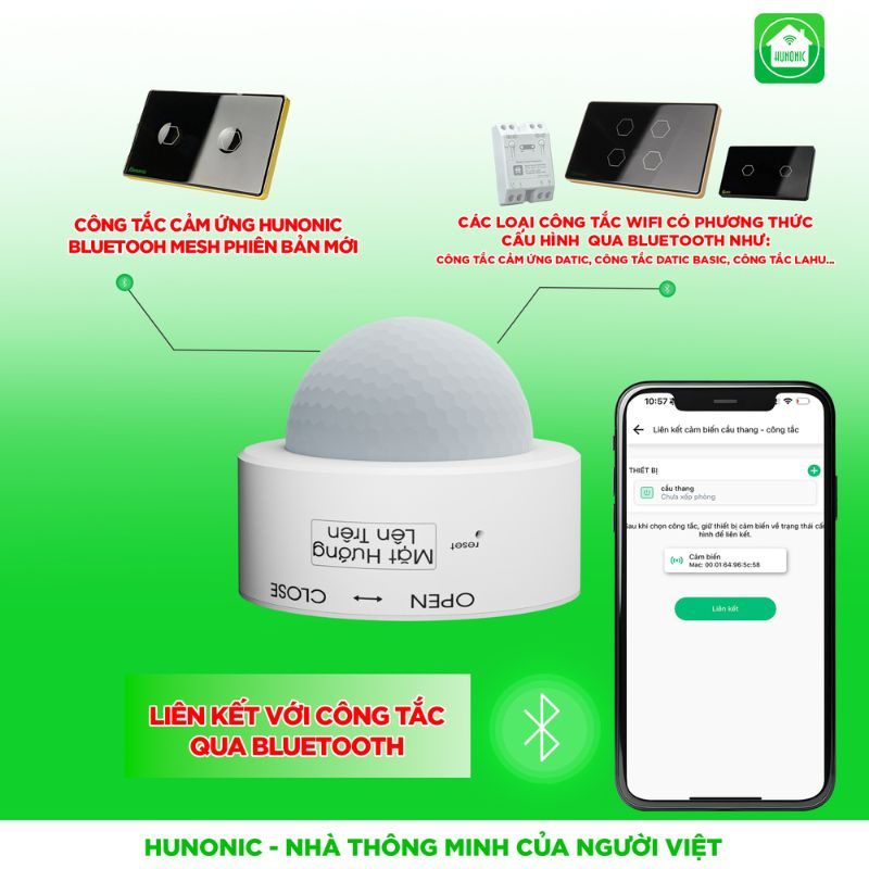 Cảm Biến Cầu Thang BLE Mesh Hunonic ST02 11 tính năng cảm biến cầu thang