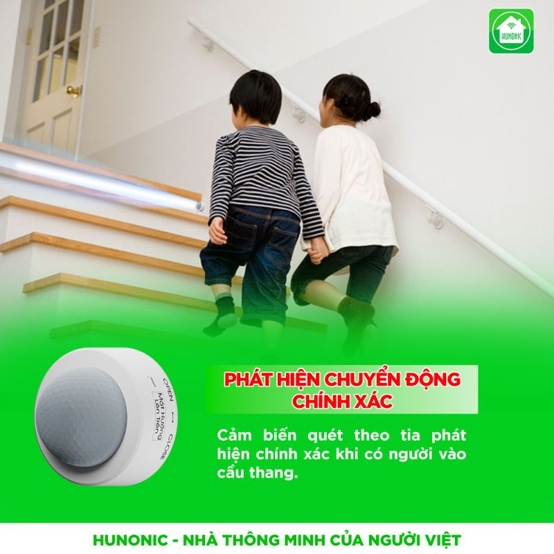 Cảm Biến Cầu Thang BLE Wifi Hunonic ST02 9 tính năng cảm biến cầu thang