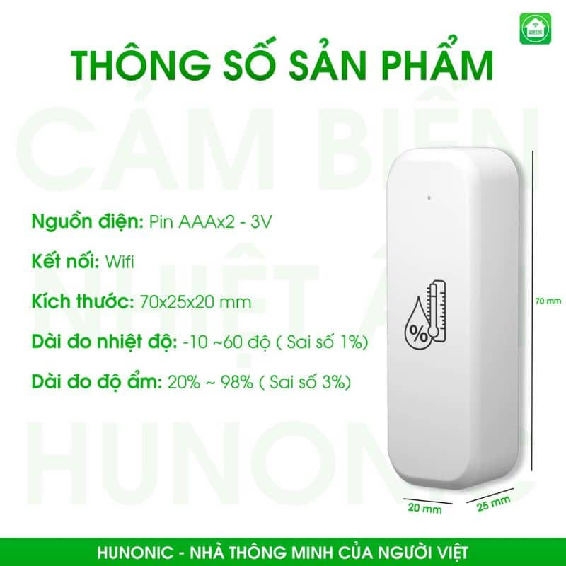 Cảm Biến Nhiệt Ẩm Wifi Hunonic 10 tinh nang cam bien nhiet am02