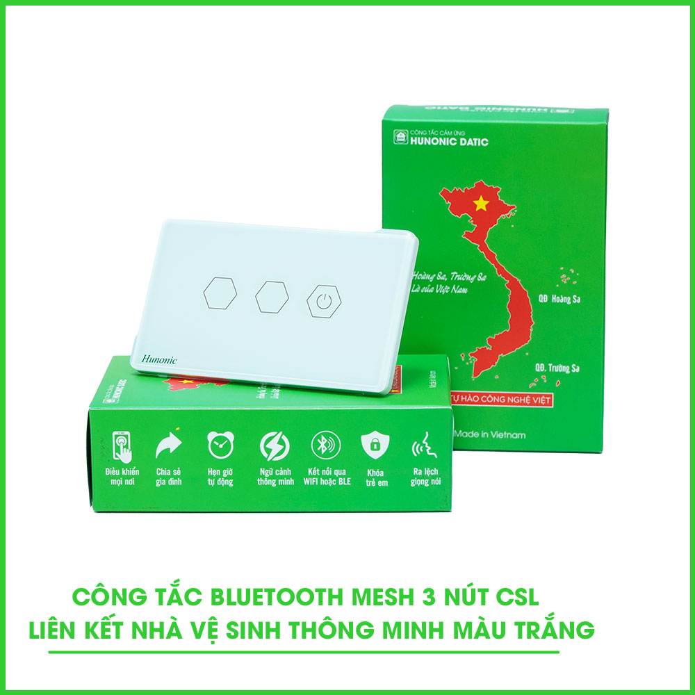 Công Tắc 3 Nút BLE Mesh Liên Kết Nhà Vệ Sinh Thông Minh Màu Trắng Công Tắc 3 Nút BLE Mesh Liên Kết Nhà Vệ Sinh Thông Minh Màu Trắng