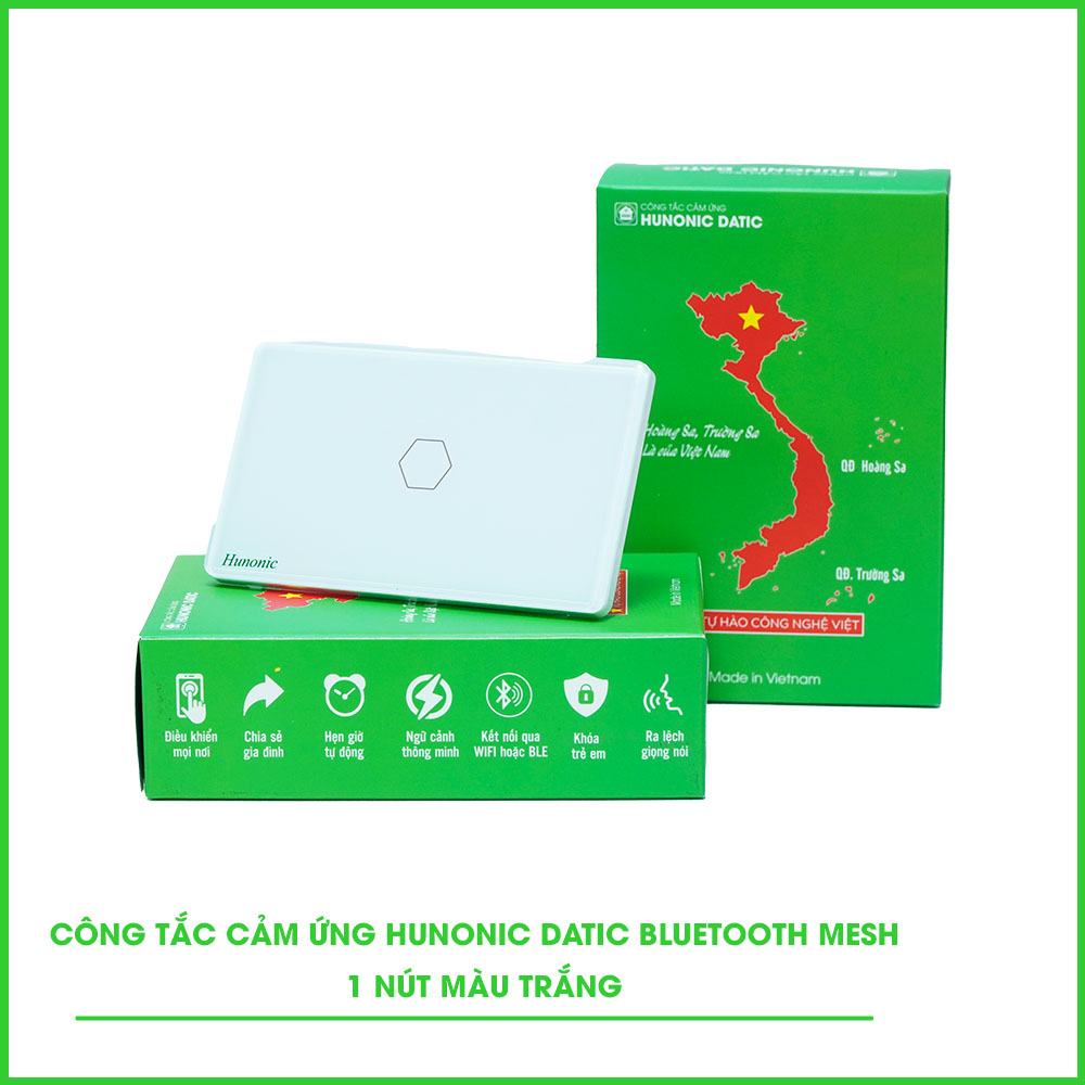 Công Tắc Cảm Ứng 1 Nút BLE Mesh Hunonic Datic Màu Trắng Công Tắc Cảm Ứng 1 Nút BLE Mesh Hunonic Datic Màu Trắng