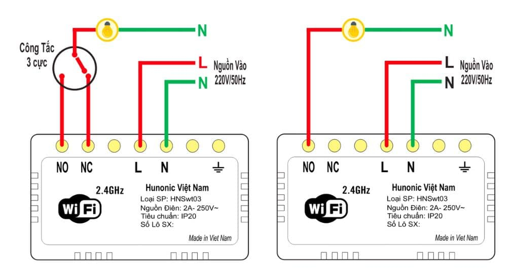 Công Tắc Cầu Thang Wifi Thông Minh Hunonic 11 Sơ đồ đấu nối công tắc cầu thang