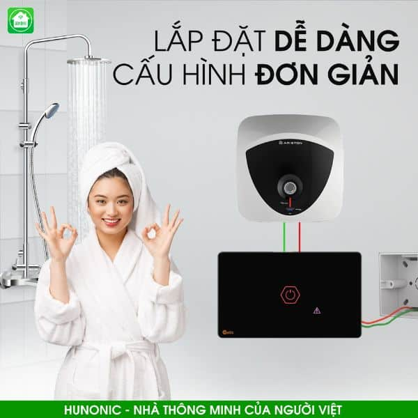 Công Tắc Chống Giật Bình Nóng Lạnh Wifi Thông Minh Hunonic 15 Công tắc chống giật hunonic