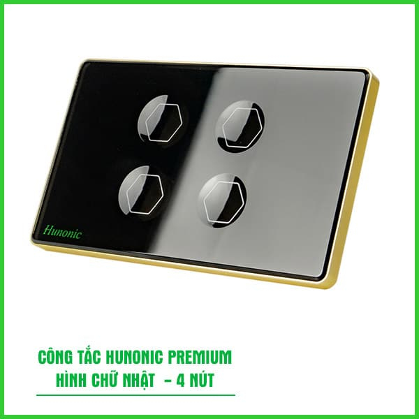 Công Tắc Hunonic Premium Hình Chữ Nhật Viền Vàng - Ảnh 4 Công Tắc Hunonic Premium Hình Chữ Nhật Viền Vàng - Ảnh 4
