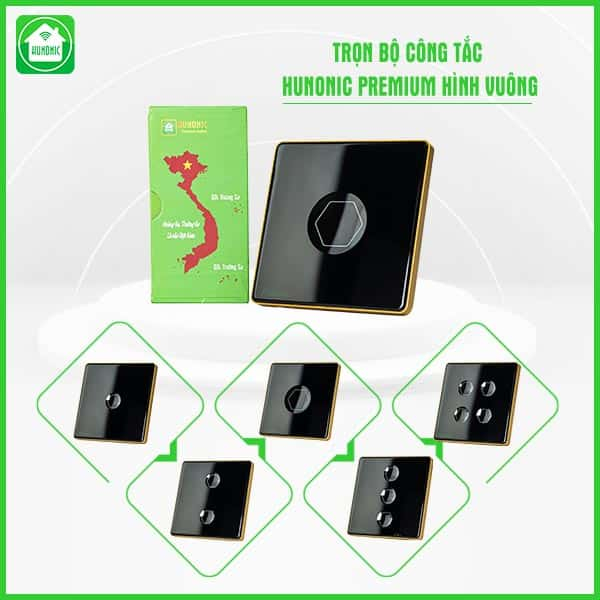 Công Tắc Hunonic Premium Hình Vuông Công Tắc Hunonic Premium Hình Vuông