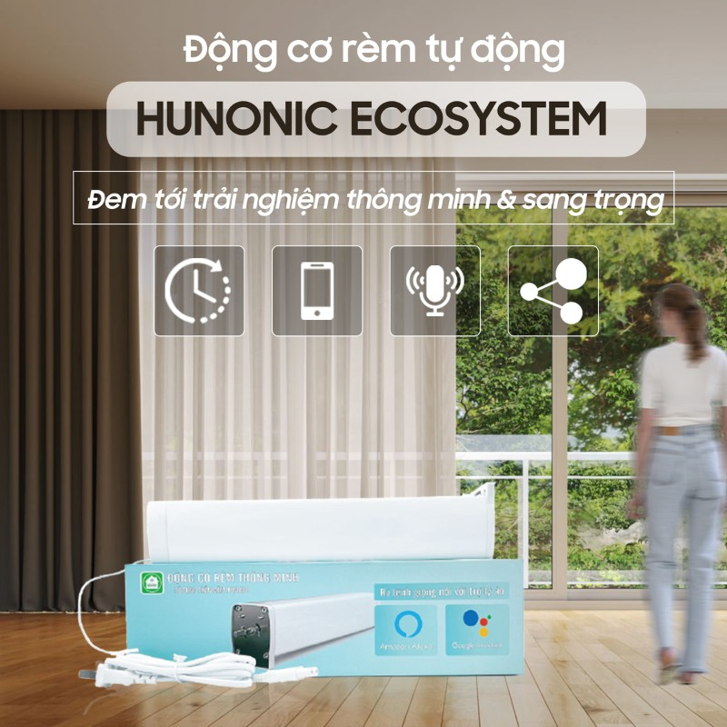 Động cơ rèm wifi thông minh Hunonic Ecosystem điều khiển từ xa 10 dong co rem3