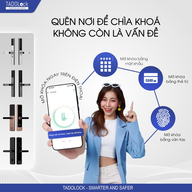 KHÓA THÔNG MINH TADOLock Cửa nhôm (Bạc tinh tế) 23 tinh nang smartlock