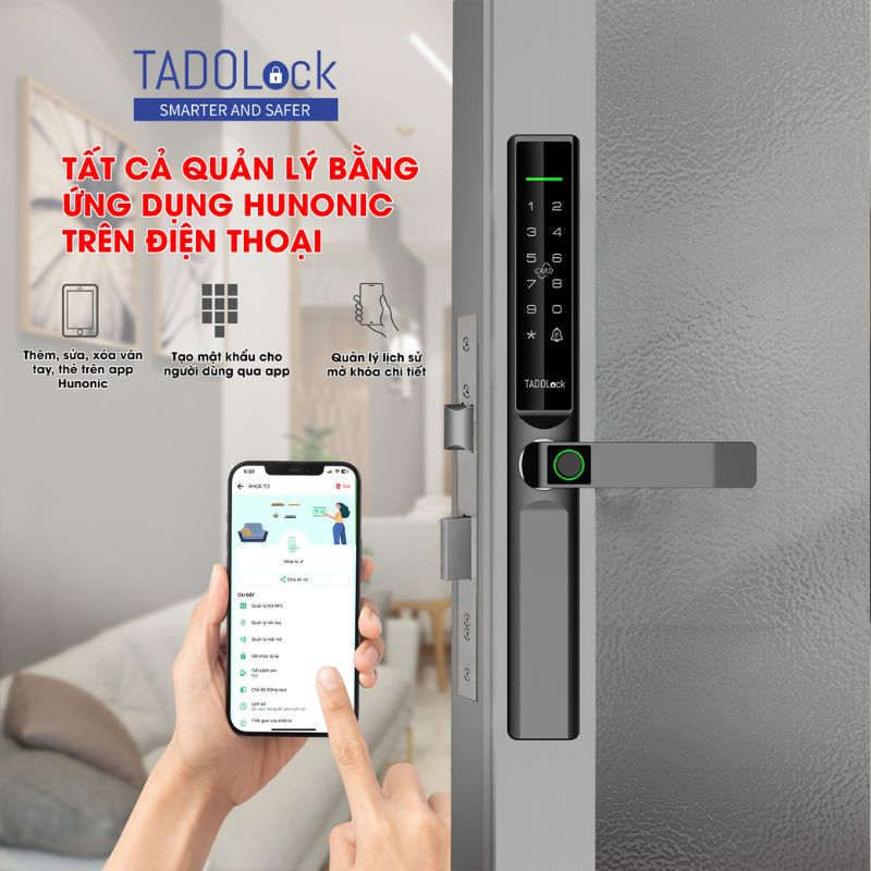 KHÓA THÔNG MINH TADOLock Cửa nhôm (Bạc tinh tế) 24 tinh nang smartlock1