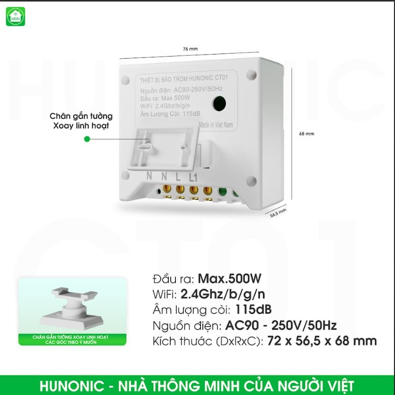 Thiết Bị Chống Trộm Và Báo Khách Wifi Hunonic CT01 - Ảnh 3 Thiết Bị Chống Trộm Và Báo Khách Wifi Hunonic CT01 - Ảnh 3